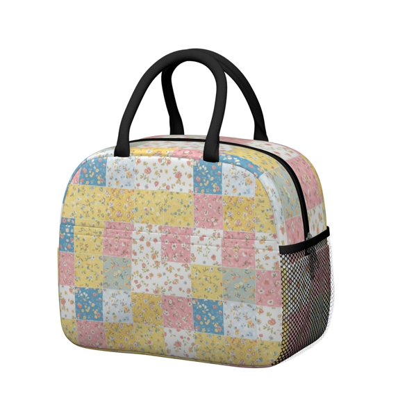 Womens Pioneer Flower Floral Print Pattern Lunch Box for Work,Insulated Lunch Bag for Women,Loncheras Para Mujer,Leakproof Adult Lunch Bag for Work,Beach,Travel,Picnic,Camping