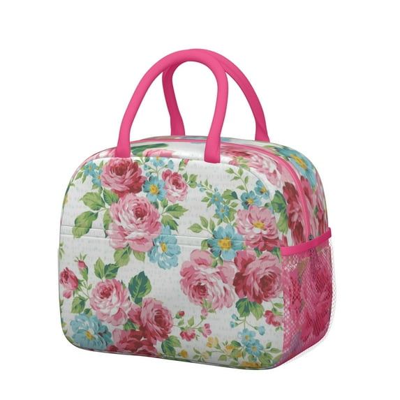 Womens Pioneer Flower Floral Print Pattern Lunch Box for Work,Insulated Lunch Bag for Women,Loncheras Para Mujer,Leakproof Adult Lunch Bag for Work,Beach,Travel,Picnic,Camping
