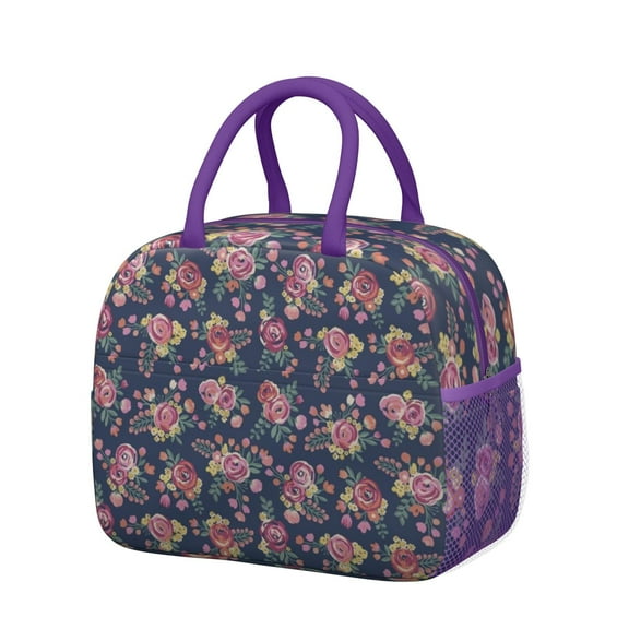 Womens Pioneer Flower Floral Print Pattern Lunch Box for Work,Insulated Lunch Bag for Women,Loncheras Para Mujer,Leakproof Adult Lunch Bag for Work,Beach,Travel,Picnic,Camping