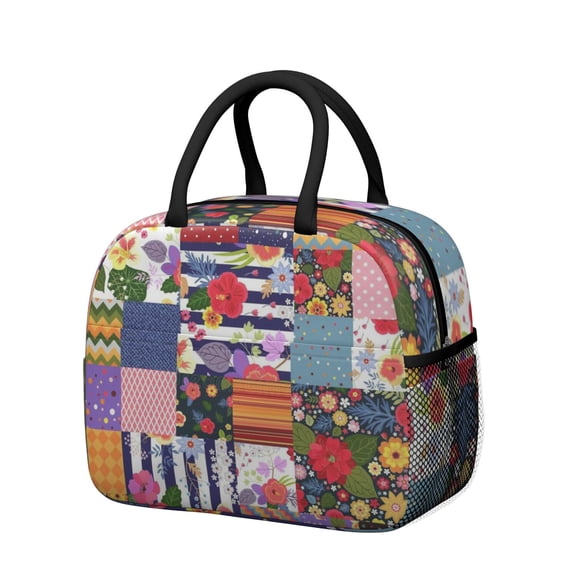 Womens Pioneer Flower Floral Print Pattern Lunch Box for Work,Insulated Lunch Bag for Women,Loncheras Para Mujer,Leakproof Adult Lunch Bag for Work,Beach,Travel,Picnic,Camping