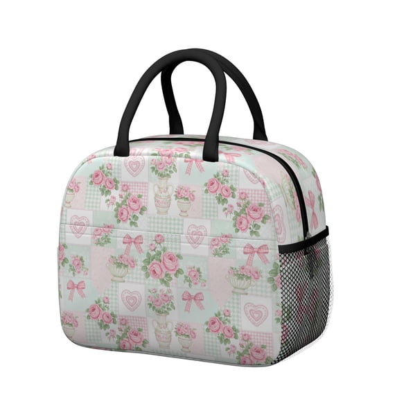 Womens Pioneer Flower Floral Print Pattern Lunch Box for Work,Insulated Lunch Bag for Women,Loncheras Para Mujer,Leakproof Adult Lunch Bag for Work,Beach,Travel,Picnic,Camping