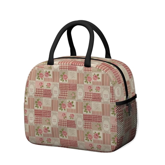 Womens Pioneer Flower Floral Print Pattern Lunch Box for Work,Insulated Lunch Bag for Women,Loncheras Para Mujer,Leakproof Adult Lunch Bag for Work,Beach,Travel,Picnic,Camping