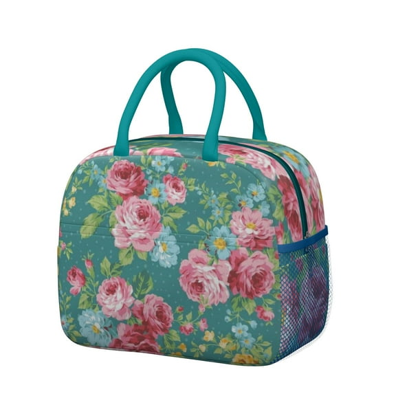 Womens Pioneer Flower Floral Print Pattern Lunch Box for Work,Insulated Lunch Bag for Women,Loncheras Para Mujer,Leakproof Adult Lunch Bag for Work,Beach,Travel,Picnic,Camping