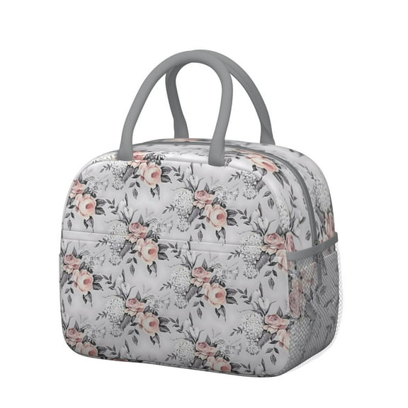 Womens Pioneer Flower Floral Print Pattern Lunch Box for Work,Insulated Lunch Bag for Women,Loncheras Para Mujer,Leakproof Adult Lunch Bag for Work,Beach,Travel,Picnic,Camping