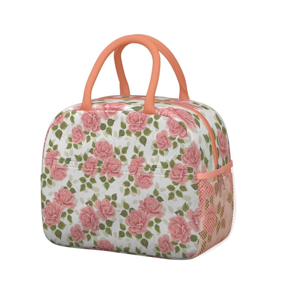 Womens Pioneer Flower Floral Print Pattern Lunch Box for Work,Insulated Lunch Bag for Women,Loncheras Para Mujer,Leakproof Adult Lunch Bag for Work,Beach,Travel,Picnic,Camping
