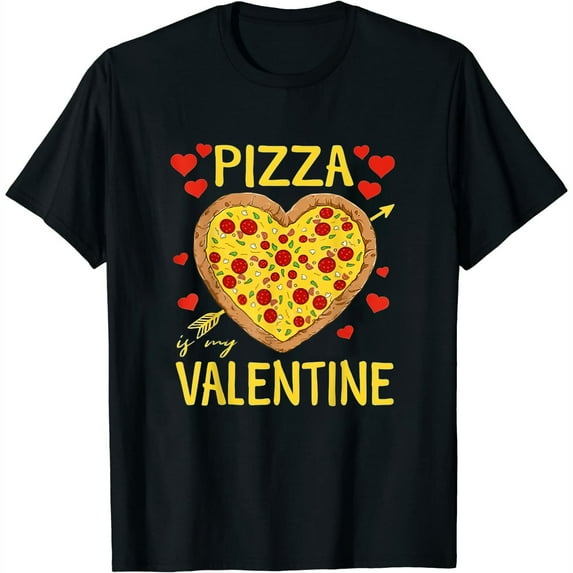 Womens Pizza Is My Valentine Funny Valentines Day Gifts Boys Kids T-Shirt Black 4X-Large