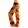 thumbnail image 1 of Womens Pj Pants Halloween Ghost Witch Print Wide Leg Drawstring Pajama Sleepwear, 1 of 5