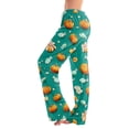 thumbnail image 1 of Womens Pj Pants Halloween Pumpkin Print Wide Leg Drawstring Pajama Bottoms, 1 of 5