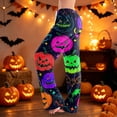 thumbnail image 1 of Womens Pj Pants Halloween Pumpkin Print Wide Leg Lounge Pants Elastic Waist Pjs, 1 of 6