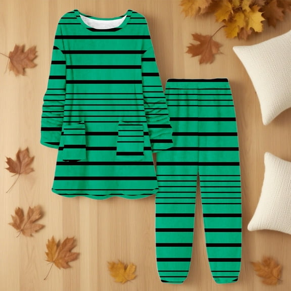 Womens Pj Set Women's Fleece-Lined Pajama Set Pajama Sets for Women 2 Piece Sleep Sets for Women Cute Pajama Sets for Women Long Sleeve Pajama Set for Women