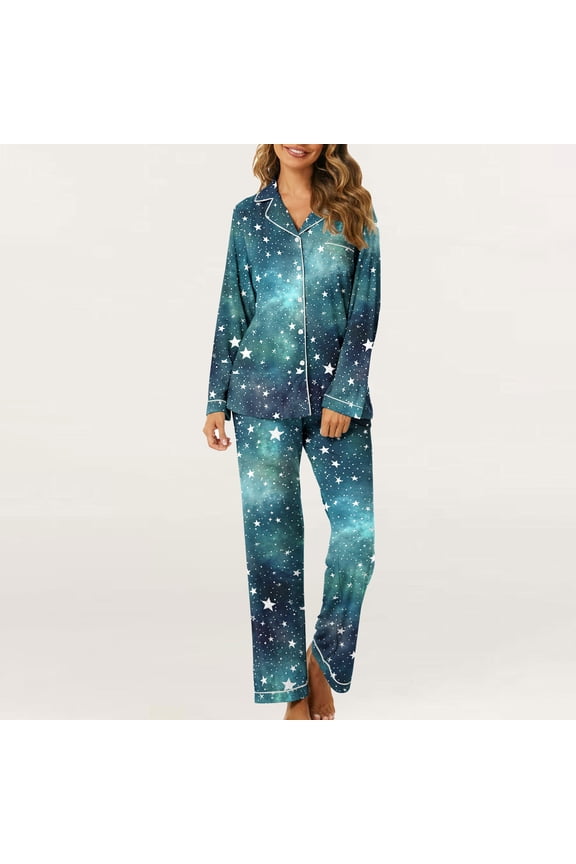 Womens Pj Set Women's And Man Long Sleeved Long Pants Couple Pajamas Women's Home Clothes Pajama Sets for Women 2 Piece Sleep Sets for Women Winter Pajamas for Women