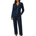 thumbnail image 1 of Womens Pjs Sets Women Soft Pajamas Set Plaid Long Sleeve Button down Sleepwear Nightwear Women's Two Piece Outfits Fall Lounge Sets for Women XL, 1 of 4