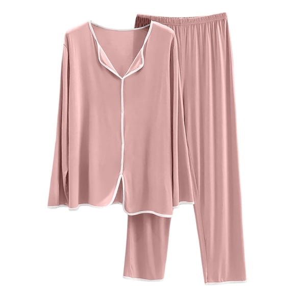 Womens Pjs Sets Women's Soft Pajamas Crew Neck Sleepwear Long Sleeve Loungewear Womens 2 Piece Lounge Set Sleep Wear Set for Women L
