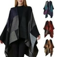 thumbnail image 1 of Womens Plaid Cape Poncho with Open Front Design Oversized Knit Wrap for Fall and Winter Layering, 1 of 7
