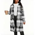 thumbnail image 1 of Womens Plaid Coats Casual Button Down Long Plaid Shirt Jacket Fall Turndow Collar Long Sleeve Blouses Fashion Fleece Shacket Winter Outfits with Pockets, 1 of 5