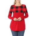 thumbnail image 1 of Womens Plaid Colorblock Long Sleeve Shirt, 1 of 2