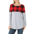 thumbnail image 1 of Womens Plaid Colorblock Long Sleeve Shirt, 1 of 1