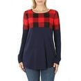 thumbnail image 1 of Womens Plaid Colorblock Long Sleeve Shirt, 1 of 3