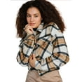 thumbnail image 1 of Womens Plaid Cropped Button Down Shacket Long Sleeve Fall Jacket, 1 of 5
