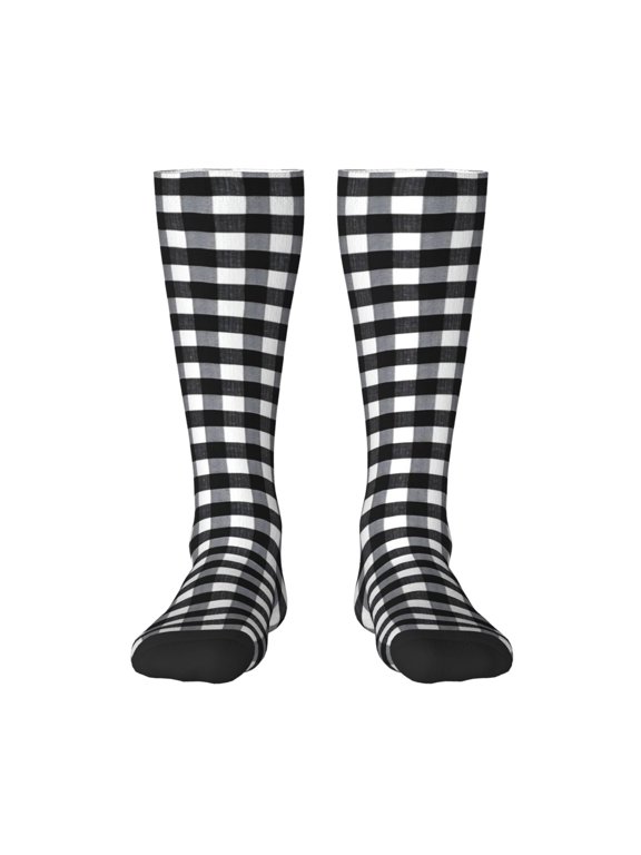 Womens Plaid Farmhouse Black Buffalo Knee High Socks Comfy Thermal Boot Long Socks