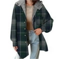thumbnail image 1 of Womens Plaid Flannel Jacket Hooded Plaid Shacket Thick Coat Button Down Winter Warm Fuzzy Jacket, 1 of 6
