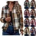 thumbnail image 1 of Womens Plaid Flannel Jacket Long Sleeve Baggy Fit Zip Front Fall Outerwear With Pockets, 1 of 5