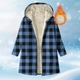 thumbnail image 1 of Womens Plaid Flannel Jacket Long Sleeve Fleece Lined Shacket with Hood Warm Cute Zip up Hoodies Outwear New Womens Jackets Casual Lightweight Blue XXL, 1 of 7
