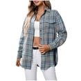 thumbnail image 1 of Womens Plaid Flannel Shirt Jacket Long Sleeve Button Down Shacket Fall Casual Oversized Tops, 1 of 7
