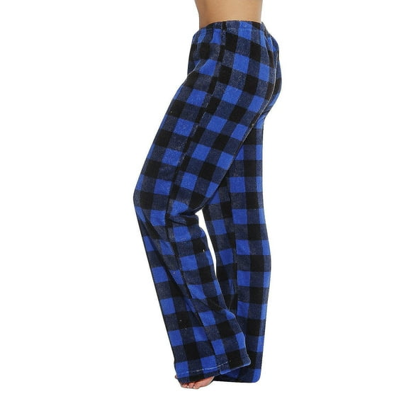 Womens Plaid Fluffy Pajama Pants 2025 Winter Warm Soft Fuzzy Flannel Fleece Pj Bottoms with Pockets Brown XS