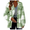 thumbnail image 1 of Womens Plaid Jacket Lapel Long Sleeve Oversized Jackets Fleece Button Cardigan Trendy Plaid Outerwear Warm Coat Outfits Clothes, 1 of 7
