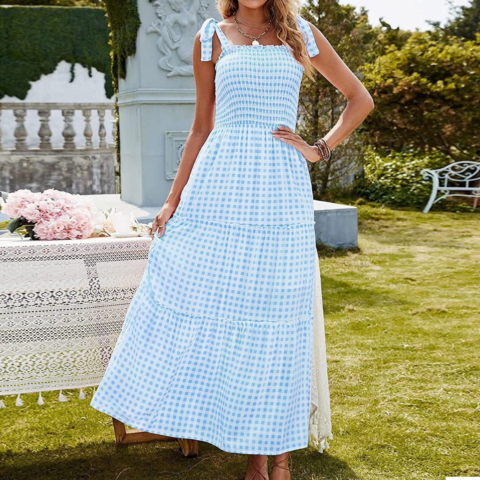 ミストレアス　Gingham Check Tiered Cami Dress Lulu Gingham Maxi Dress – My-Kim Collection