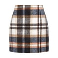 thumbnail image 1 of Womens Plaid Mini Skirt Fall Winter High Waisted Bodycon Pencil Skirt L Brown, 1 of 5