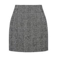 thumbnail image 1 of Womens Plaid Mini Skirt Fall Winter High Waisted Bodycon Pencil Skirt XXL Black, 1 of 6