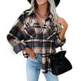 thumbnail image 1 of Womens Plaid Print Cardigan Button Autumn Coat Blouse Outwear Shirts Tops, 1 of 6