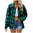 thumbnail image 1 of Womens Plaid Printed T-Shirts, Long Sleeve Shirts for Women Fall Fashion Loose Fit Lapel Button Down Dressy Blouses S-2XL, 1 of 7