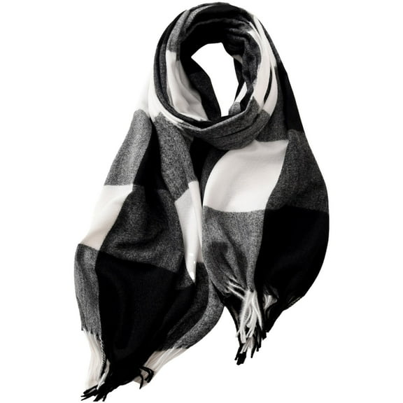 Womens Plaid Scarfs Soft Winter Long Scarves Thick Warm Lined Knit Wraps Scarf Cold Weather