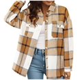 thumbnail image 1 of Womens Plaid Shacket Button Down Long Sleeve Lapel Shirt Jacket Oversized Lightweight Fashion Casual Shirts with Pockets, 1 of 3