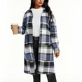 thumbnail image 1 of Womens Plaid Shacket Casual Loose Long Shirt Jacket Long Sleeve Lapel Button Down Lightweight Trench Coats with Pockets, 1 of 4