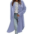 thumbnail image 1 of Womens Plaid Shacket Jacket Long Corduroy Shirt Casual Lapel Button down Flannel Trench Coats New Plus Size Jacket for Women Purple L, 1 of 9