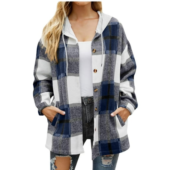 Womens Plaid Shacket Jacket Long Corduroy Shirt Long Sleeve Button Down Shirts Casual Lapel Button Down Fall Coats Fashion Thick Winter Jackets Flannel Trench Coats