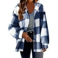 thumbnail image 1 of Womens Plaid Shacket Jacket Long Sleeve Button Down Fleece Hooded Jacket Warm Coat Fall Winter Sherpa Fuzzy Jacket, 1 of 4