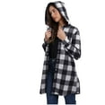 thumbnail image 1 of Womens Plaid Shacket Lightweight Button Down Hooded Shirt Jacket Loose Fit Long Sleeve Tops Outerwear Fall Outfits, 1 of 8