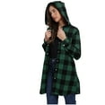thumbnail image 1 of Womens Plaid Shacket Lightweight Button Down Hooded Shirt Jacket Loose Fit Long Sleeve Tops Outerwear Fall Outfits, 1 of 9