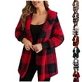 thumbnail image 1 of Womens Plaid Sherpa Fleece Hooded Jacket Open Front Long Sleeve Fuzzy Jackets Winter Warm Coat Outerwear, 1 of 6