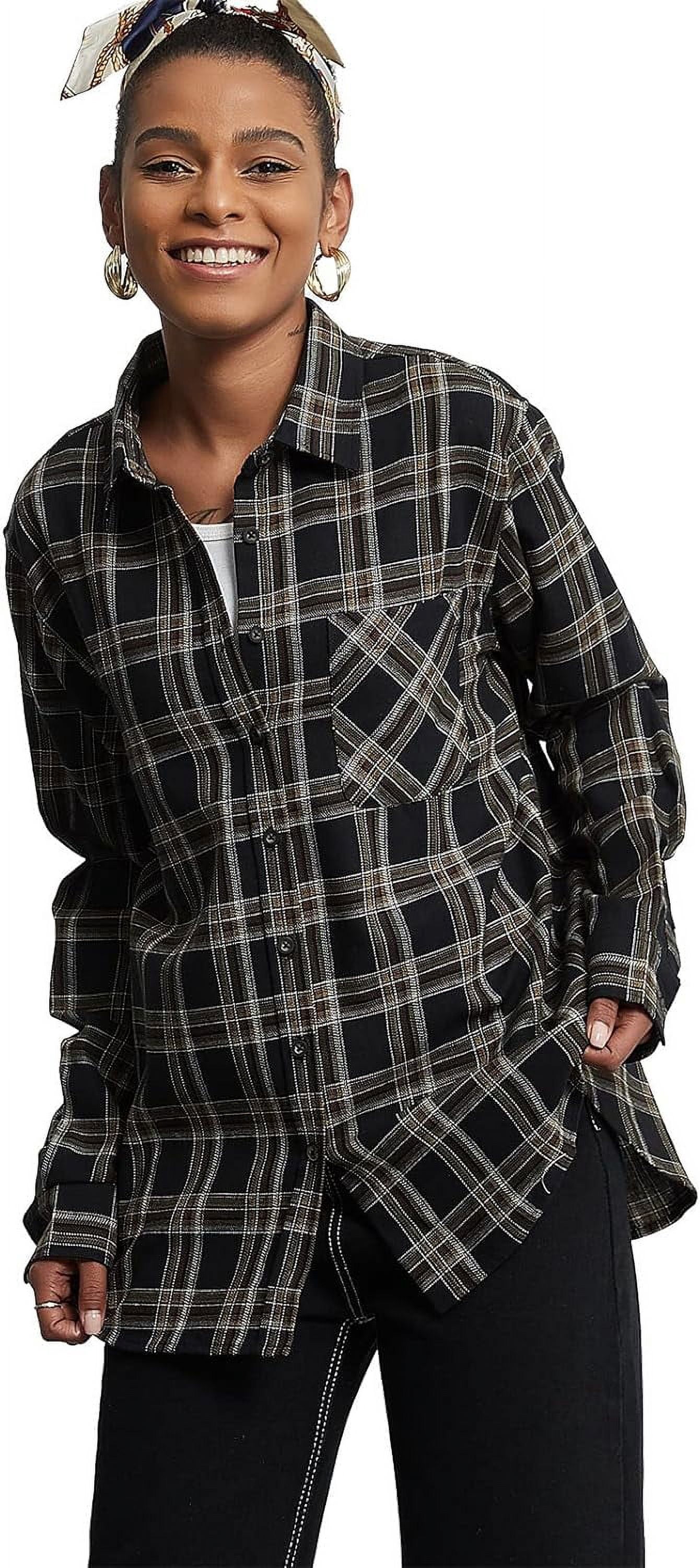 Womens Plaid Shirts Long Sleeve Button Down Flannel Shirt 100% Cotton Soft Casual Blouses (M425F-4/XS)