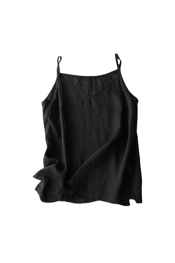 Womens Plaid Tank Tops Fashion Cotton Linen Tie Shoulder Ruffle Neck Casual Blouse for Summer Loose Fit Going Out Flowy Shirt