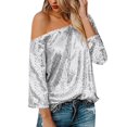 thumbnail image 1 of Womens Plain Tshirts Long Sleeve Going Out Tops for Women Fall Sequin V Neck Slouchy Tank Glittering Bling Bling Blouses Dressy Casual Silver L, 1 of 4