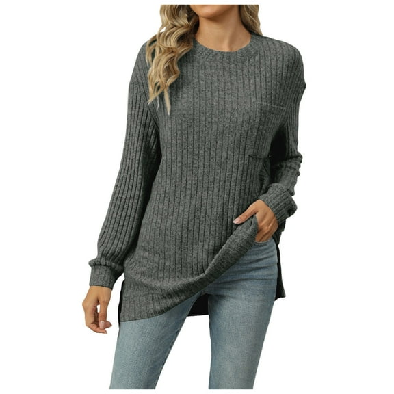 Womens Plain Tshirts Long Sleeve Going Out Tops for Women Fall Sweaters Lightweight Crewneck Pullover Blouses Casual Green 2XL