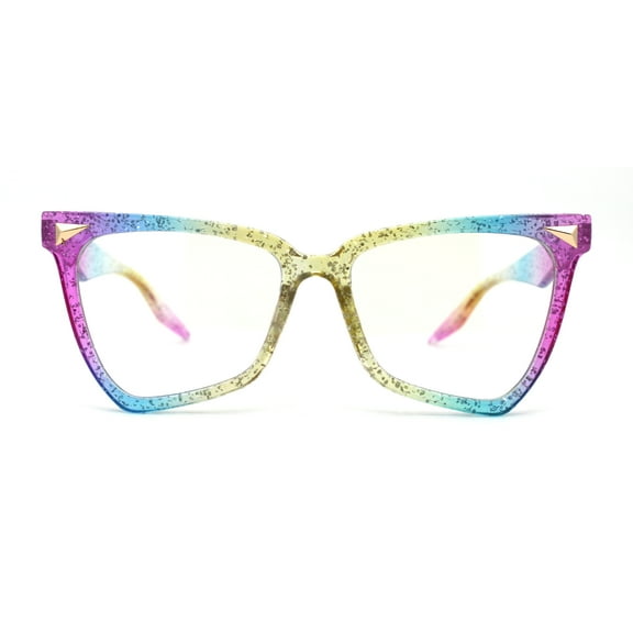 Womens Plastic Cat Eye Horn Rim 100% Blue Light Flitering Computer Glasses Rainbow