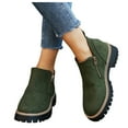 thumbnail image 1 of Womens Platform Ankle Boots 2025 Fashion Casual Side Zipper Round Toe Chunky Mid Heel Walking Booties Winter Fall Green Size 8, 1 of 7